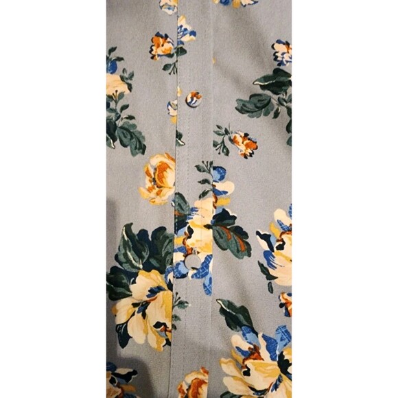 LC Lauren Conrad Button Down Long Sleeve Blouse Woman's XXL Floral Blue Flowy - Picture 3 of 6
